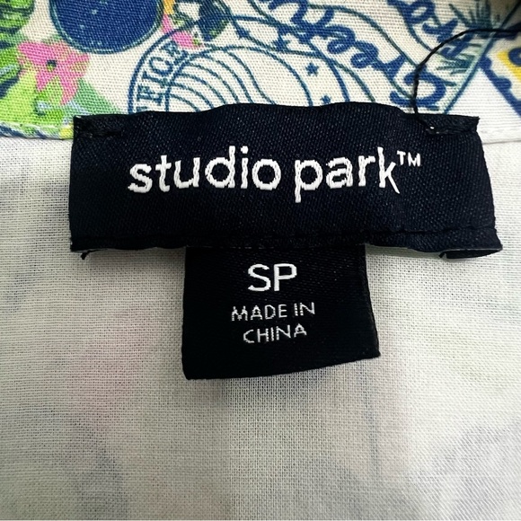 Studio Park S Petite Cotton Postcard Hawaii Vacation Short Sleeve Shirt Dress - Picture 9 of 12